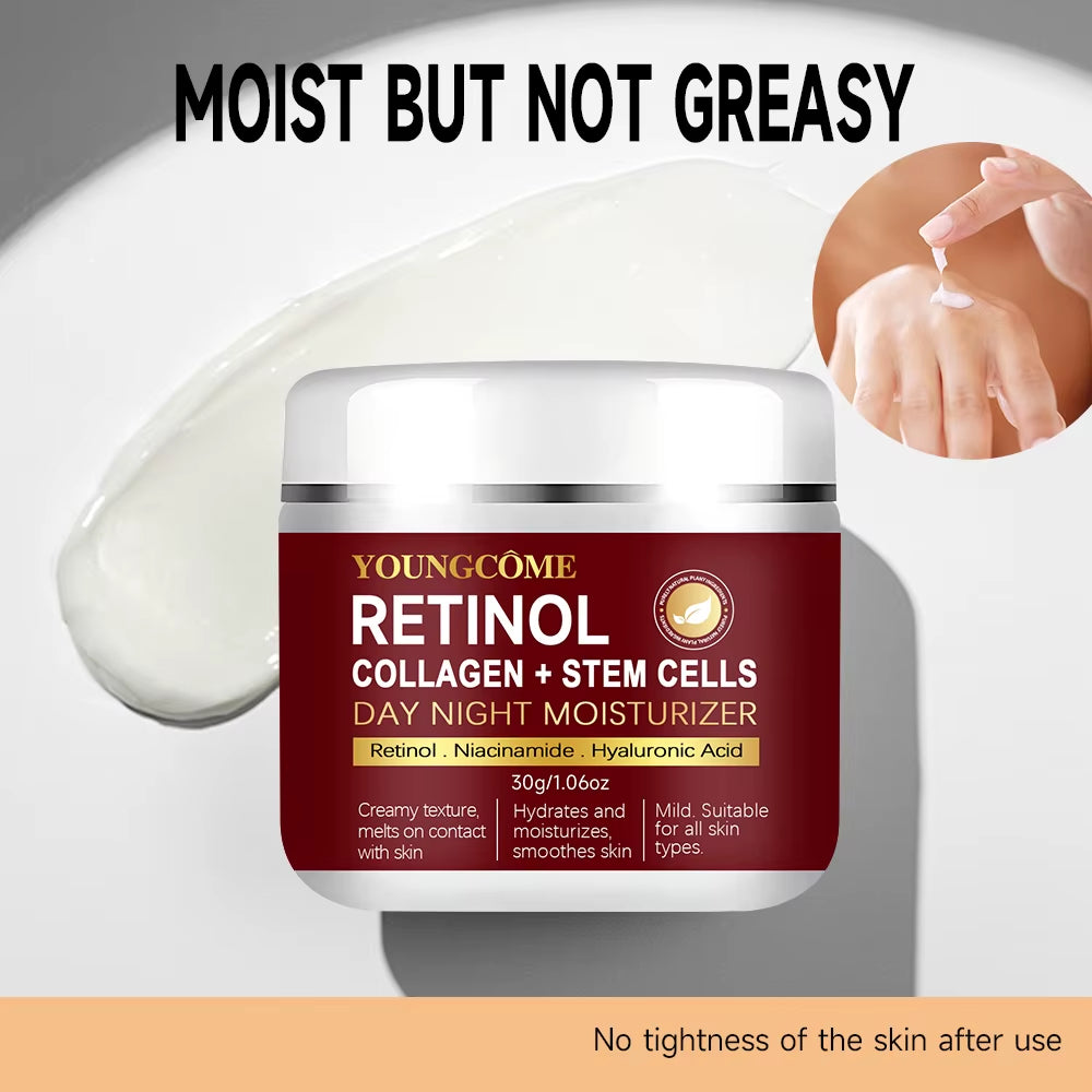 Collagen Retinol Cream – Day & Night Face and Neck Moisturizer, Anti-Aging, Smooth Fine Lines, Brighten Dull Skin, Intensive Hydration