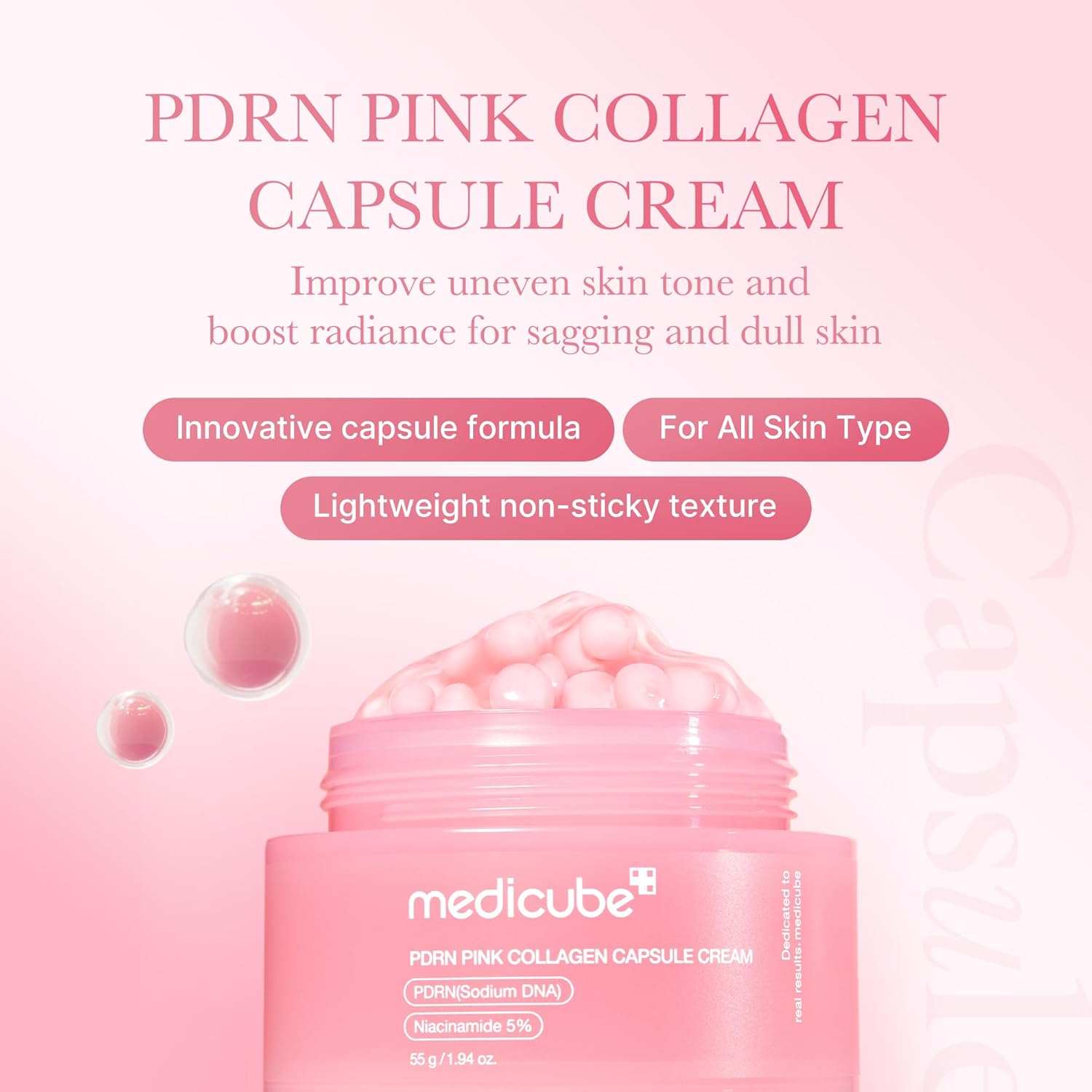 Medicube TXA Niacinamide collagen caspule cream DNA PDRN Pink face moisturizer