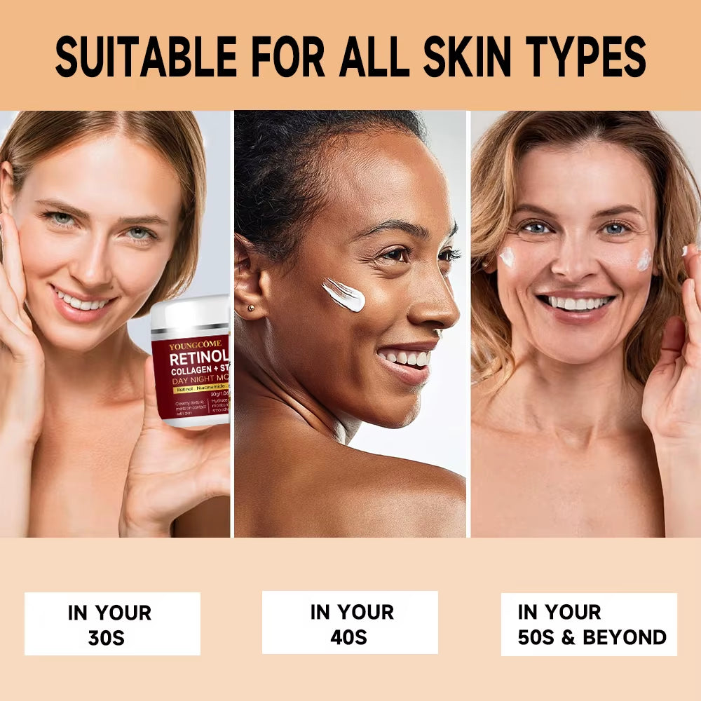 Collagen Retinol Cream – Day & Night Face and Neck Moisturizer, Anti-Aging, Smooth Fine Lines, Brighten Dull Skin, Intensive Hydration