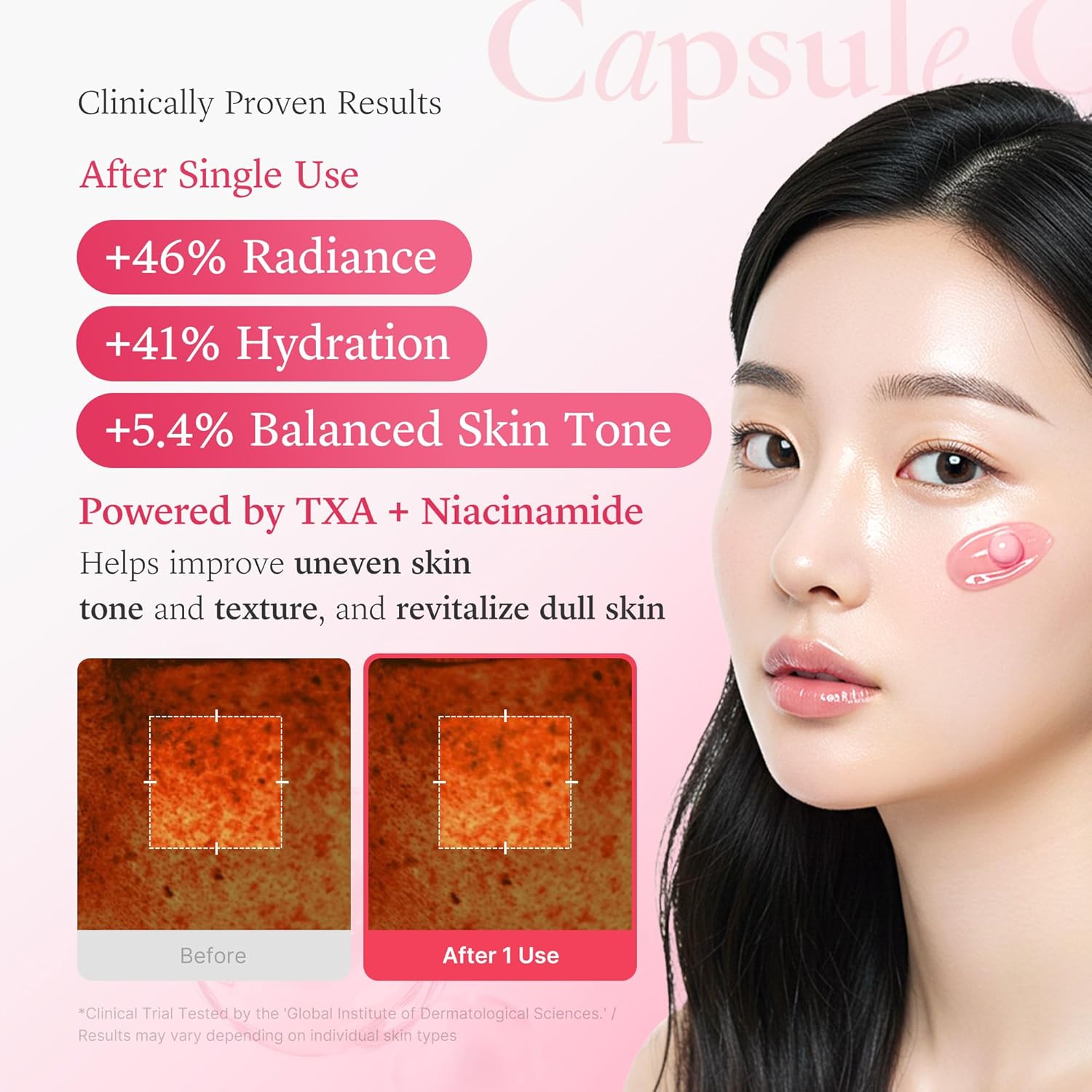 korean skincare medicube TXA Niacinamide capsule cream Moisturizer texture&Hydratation