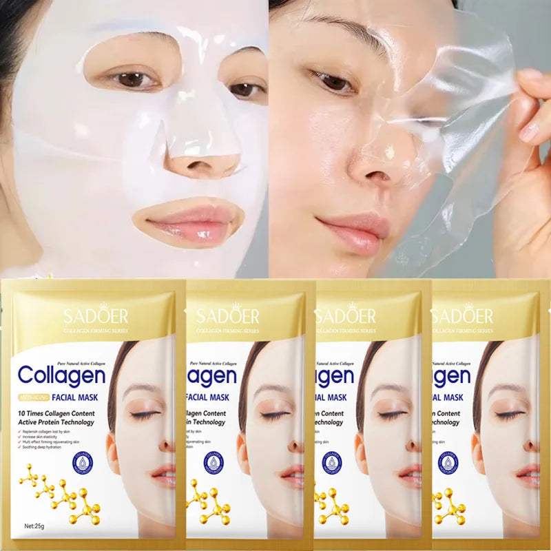 Collagen Facial Mask (10PCS) – Smooth Wrinkles, Firm Skin & Deep Hydration | Korean Anti-Aging Skincare