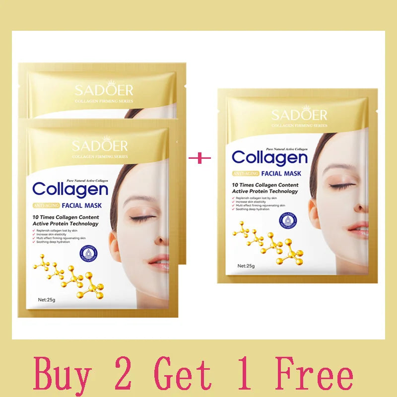 Collagen Facial Mask (10PCS) – Smooth Wrinkles, Firm Skin & Deep Hydration | Korean Anti-Aging Skincare